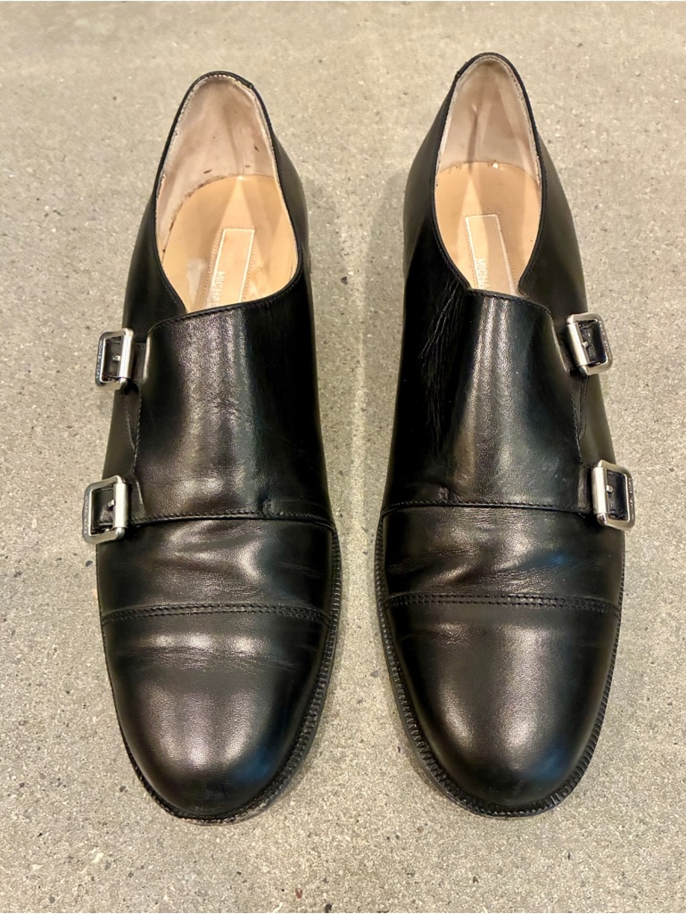 Michael Kors Black Double Monk Strap Leather Dress Shoes - Women